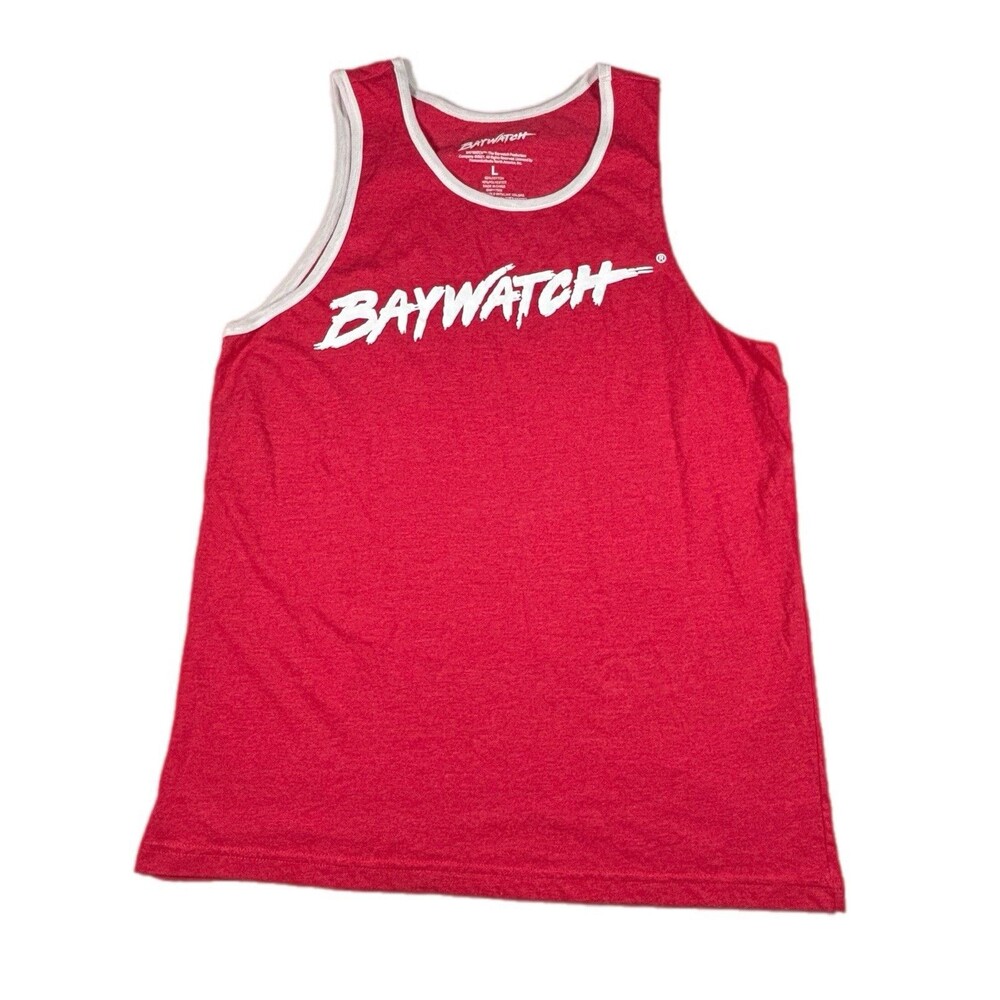 Baywatch Malibu Beach PatrolTank Top Red Ringer  Size Large